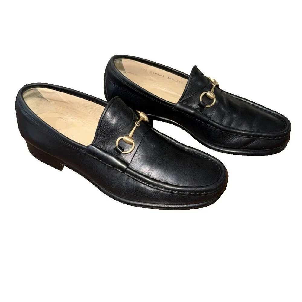 Gucci Horsebit Black Leather Men’s Loafers - 10.5